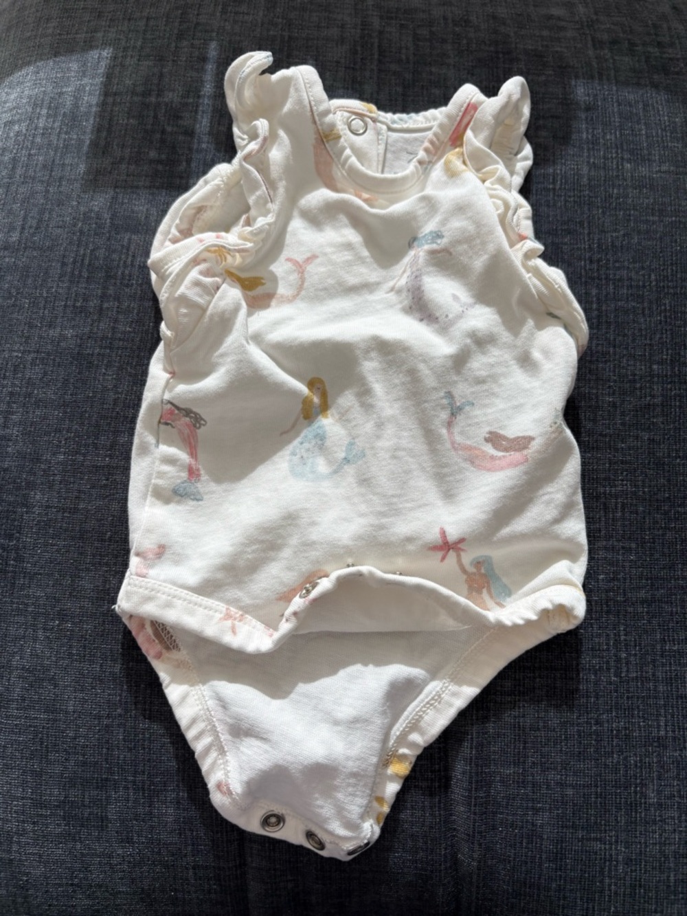 Pehr Mermaid Print Ruffle Baby Onesie, 0-3 M